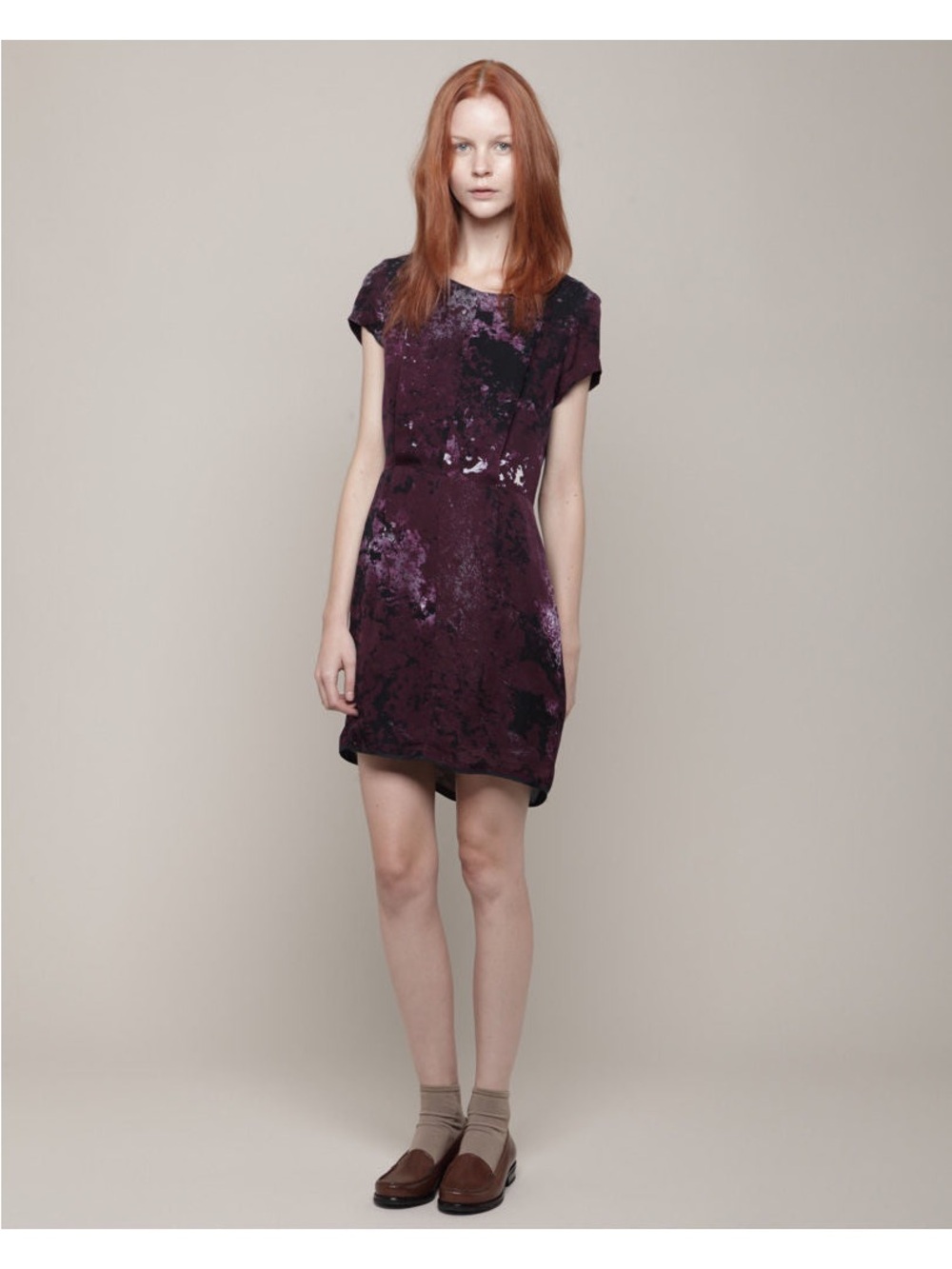 Rag and Bone Leonard dress in 100% silk purple black abstract print